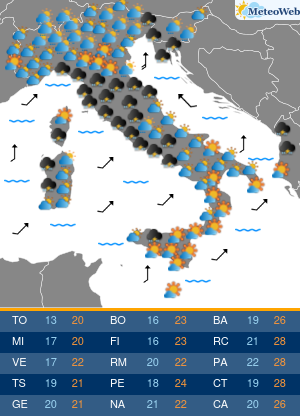 Previsioni  Meteo Mercoledi 25 Settembre