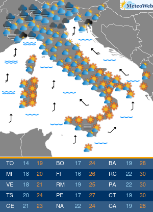 Previsioni Meteo Giovedi 26 Settembre