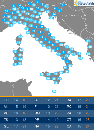 Temperature Minime Lunedi 30 Settembre