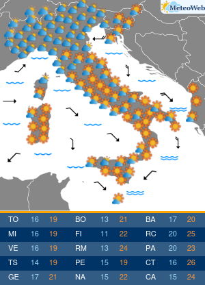 Previsioni  Meteo Lunedi 30 Settembre