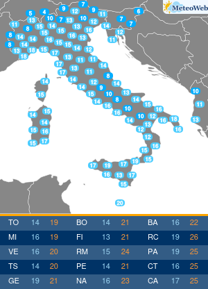 Temperature Minime Martedi 1 Ottobre