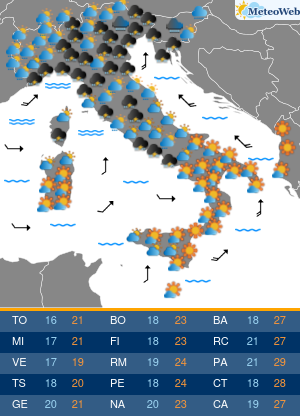 Previsioni  Meteo Mercoledi 2 Ottobre