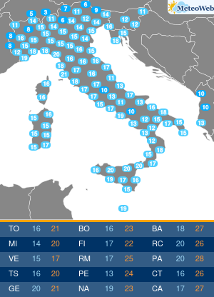 Temperature Minime Mercoledi 2 Ottobre