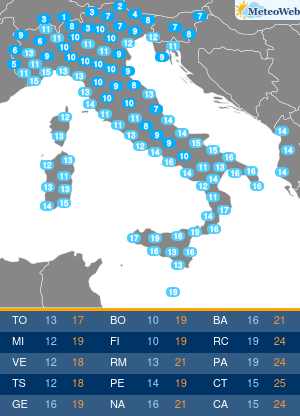 Temperature Minime Domenica 6 Ottobre