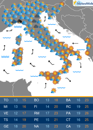 Previsioni  Meteo Lunedi 7 Ottobre