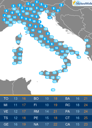 Temperature Minime Domenica 6 Ottobre