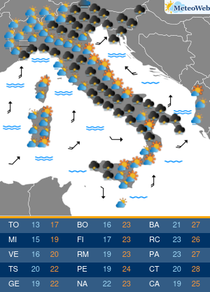 Previsioni  Meteo Mercoledi 9 Ottobre