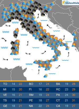 Previsioni  Meteo Giovedi 10 Ottobre