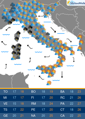 Previsioni  Meteo Mercoledi 16 Ottobre