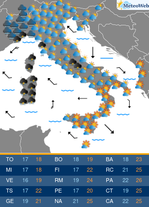 Previsioni  Meteo Mercoledi 16 Ottobre