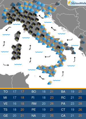 Previsioni Meteo Giovedi 17 Ottobre