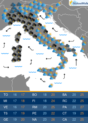 Previsioni  Meteo Giovedi 17 Ottobre