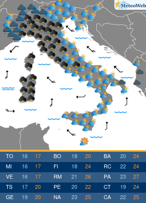 Previsioni  Meteo Giovedi 17 Ottobre