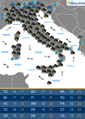 Previsioni  Meteo Venerdi 18 Ottobre