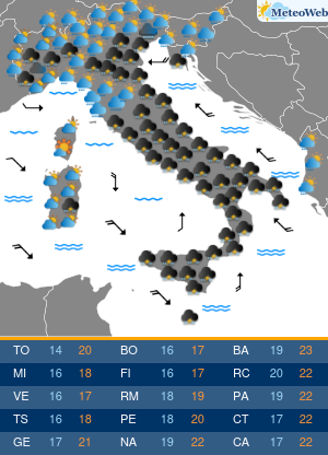 Previsioni  Meteo Sabato 19 Ottobre