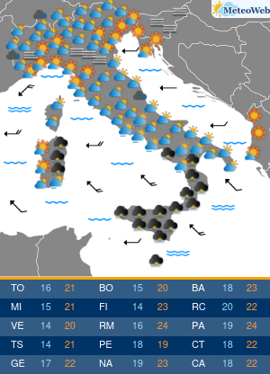 Previsioni Meteo Lunedi 21 Ottobre