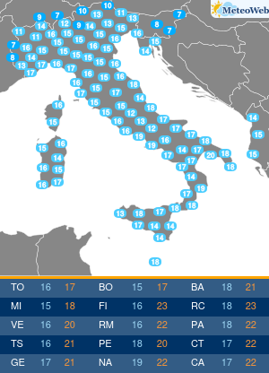 Temperature Minime Domenica 20 Ottobre