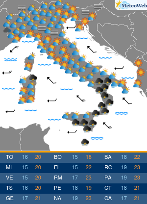 Previsioni  Meteo Lunedi 21 Ottobre