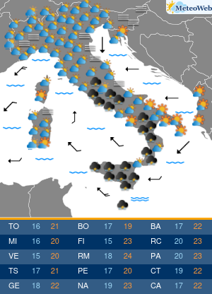 Previsioni Meteo Martedi 22 Ottobre