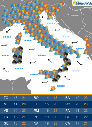 Previsioni Meteo Lunedi 21 Ottobre