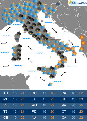 Previsioni Meteo Mercoledi 23 Ottobre