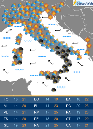 Previsioni Meteo Lunedi 21 Ottobre