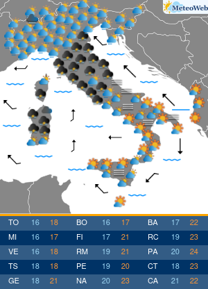 Previsioni  Meteo Giovedi 24 Ottobre