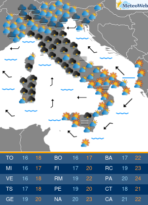 Previsioni  Meteo Giovedi 24 Ottobre