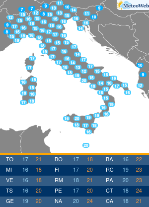 Temperature Minime Mercoledi 23 Ottobre