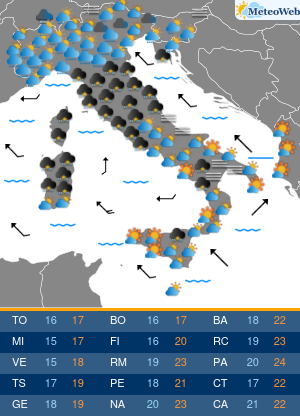 Previsioni  Meteo Venerdi 25 Ottobre