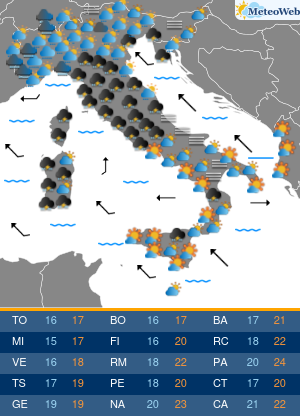 Previsioni  Meteo Venerdi 25 Ottobre