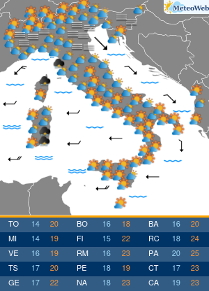 Previsioni  Meteo Lunedi 28 Ottobre