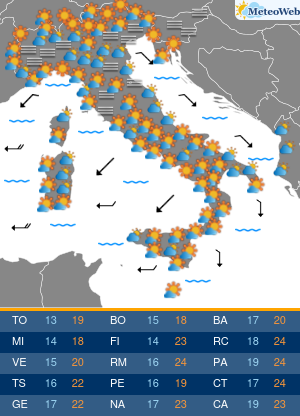 Previsioni  Meteo Martedi 29 Ottobre