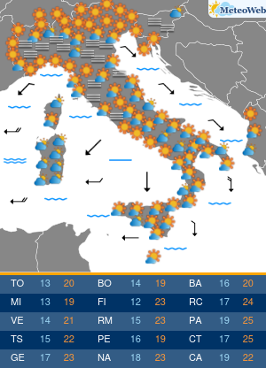 Previsioni  Meteo Mercoledi 30 Ottobre