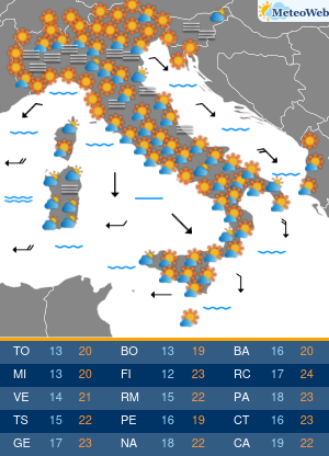 Previsioni  Meteo Mercoledi 30 Ottobre