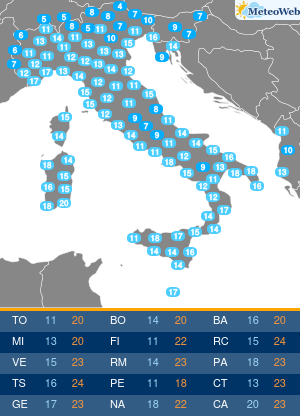 Temperature Minime Mercoledi 30 Ottobre