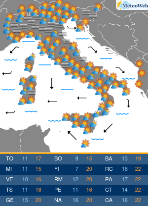 Previsioni  Meteo Martedi 5 Novembre