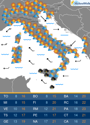 Previsioni  Meteo Giovedi 7 Novembre