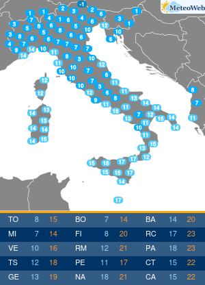 Temperature Minime Giovedi 7 Novembre