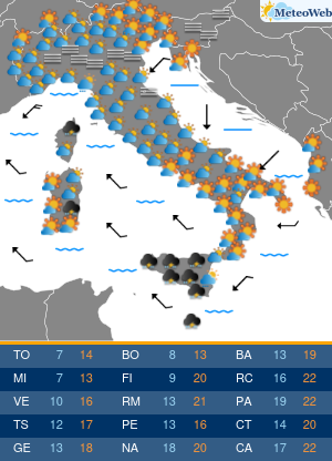 Previsioni  Meteo Venerdi 8 Novembre