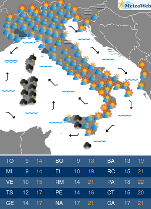 Previsioni  Meteo Sabato 9 Novembre