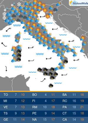 Previsioni  Meteo Martedi 12 Novembre