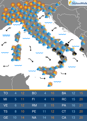 Previsioni  Meteo Giovedi 14 Novembre