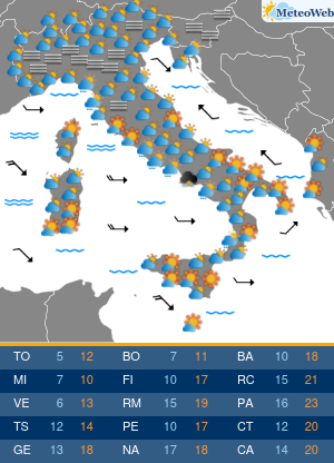 Previsioni  Meteo Lunedi 18 Novembre