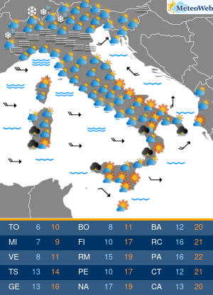 Previsioni  Meteo Martedi 19 Novembre