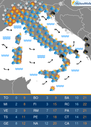 Previsioni  Meteo Venerdi 22 Novembre