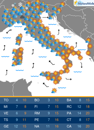 Previsioni Meteo Lunedi 25 Novembre