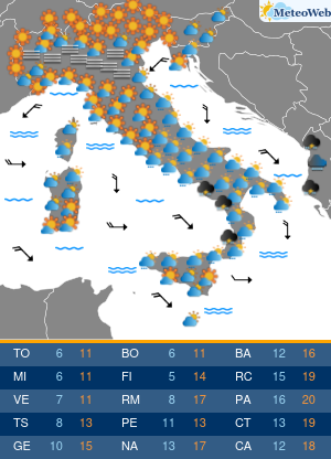 Previsioni  Meteo Venerdi 29 Novembre