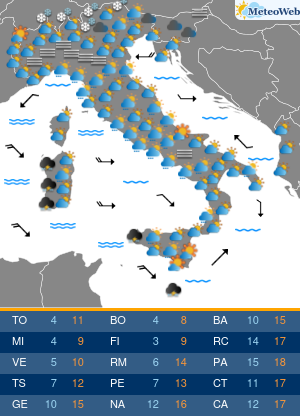 Previsioni  Meteo Martedi 3 Dicembre