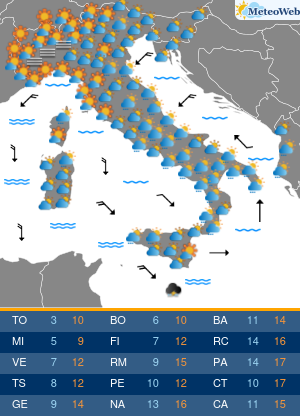 Previsioni  Meteo Mercoledi 4 Dicembre